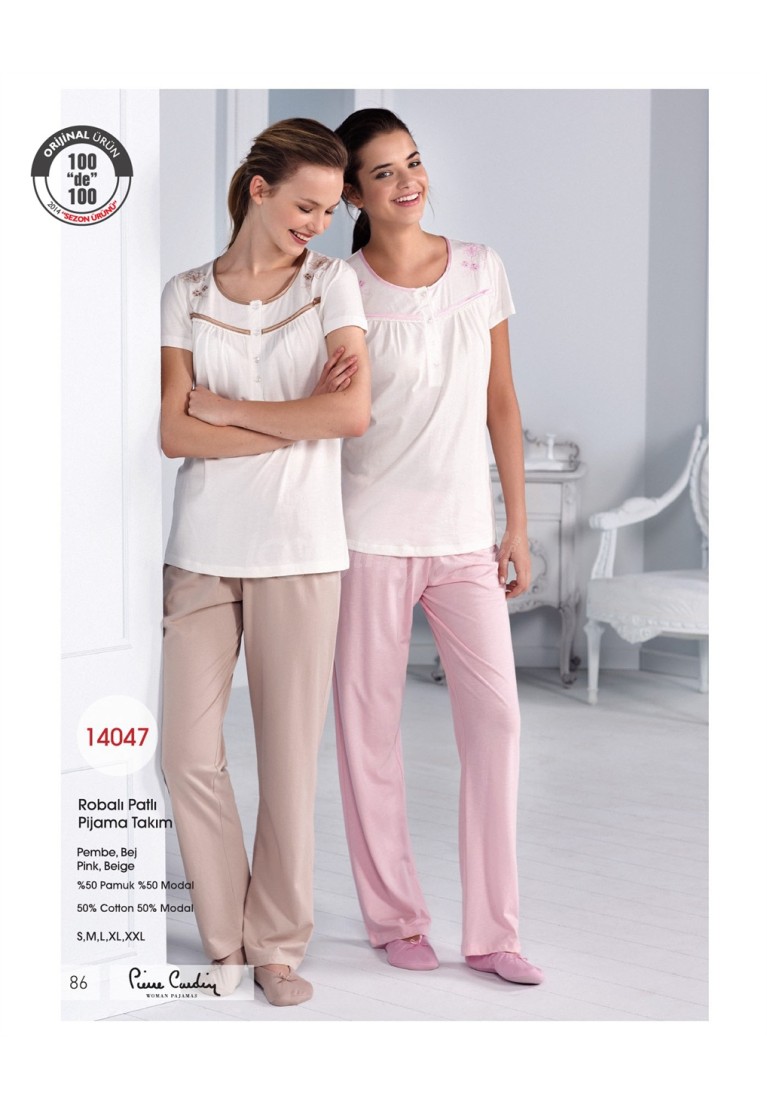 Pierre Cardin Bayan Yazlık Robalı Patlı Pijama Takımı 14047