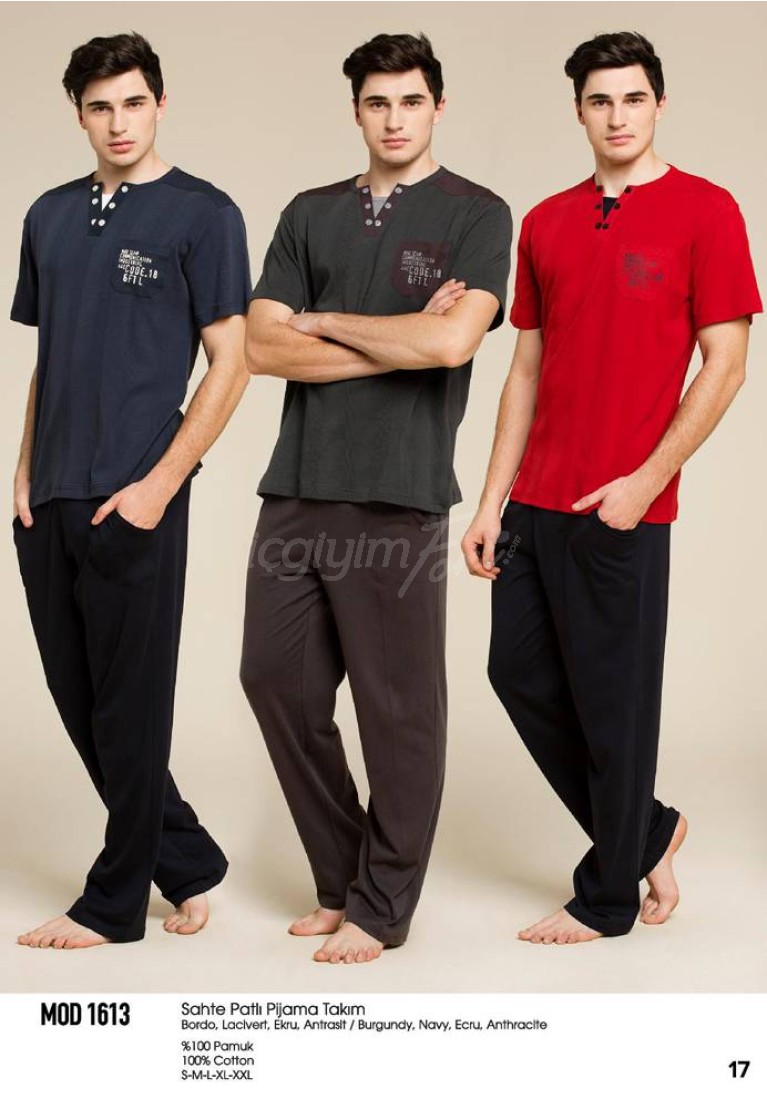 Mod Collection Erkek Yazlık Sahte Patlı Pijama Takım 1613