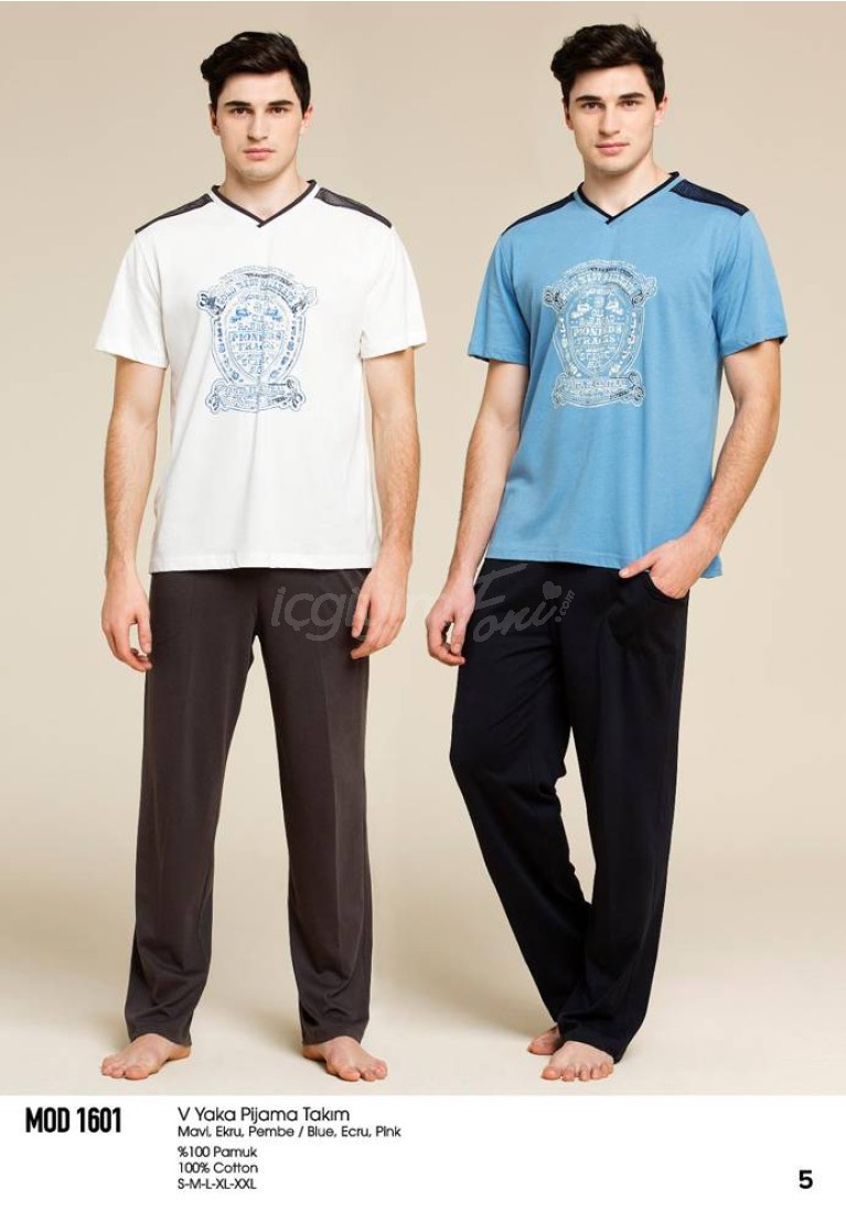 Mod Collection Erkek Yazlık V Yaka Pijama Takım 1601
