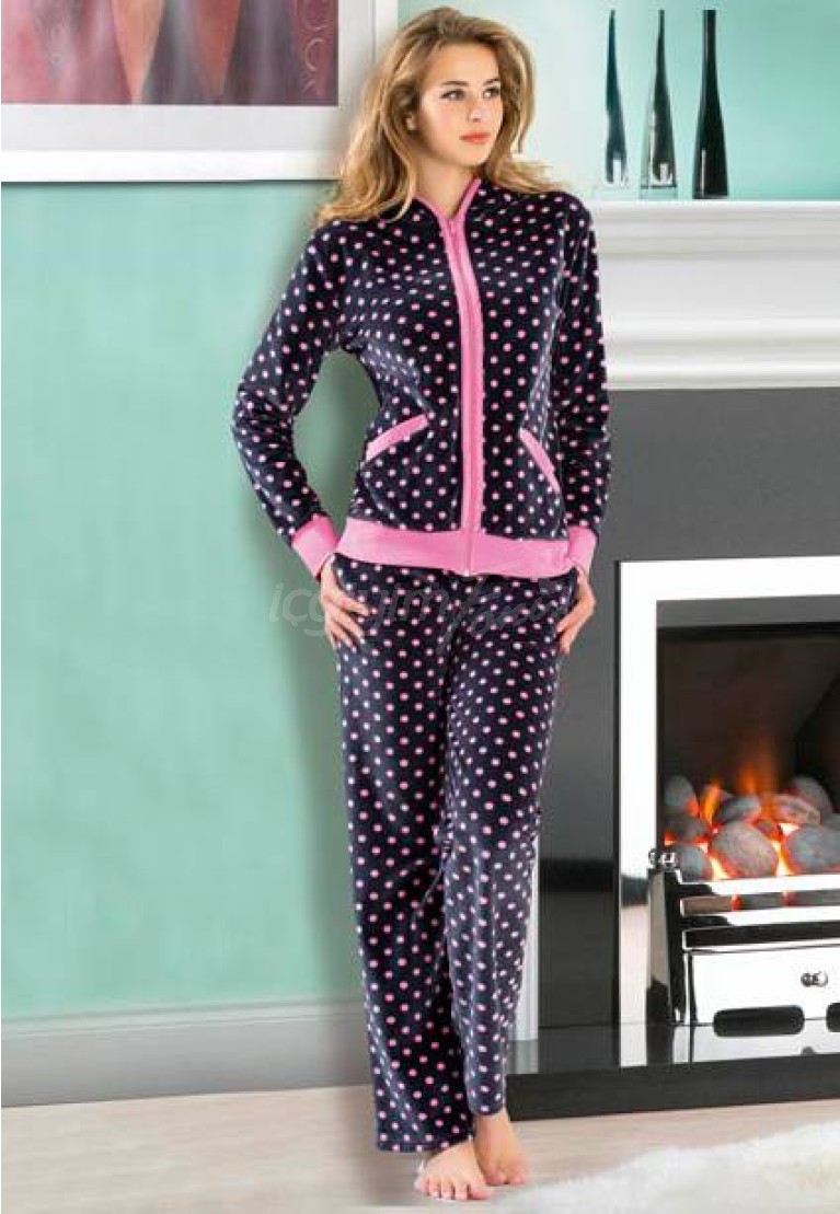 Gümüş Bayan Kadife Pijama Takım 9350