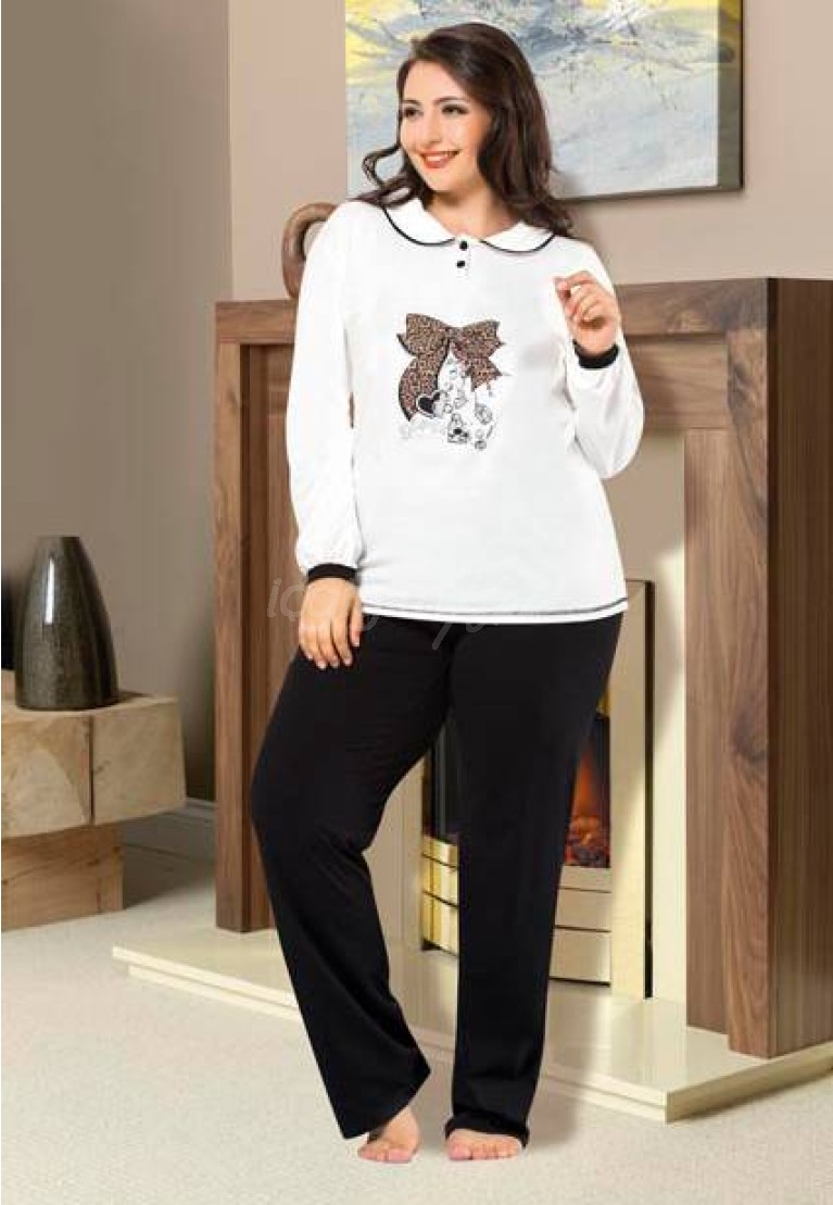 Gümüş Bayan Büyük Beden Pijama Takım 9386