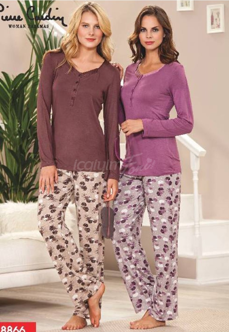 Pierre Cardin Nervurlü Patlı Pijama Takım 8866