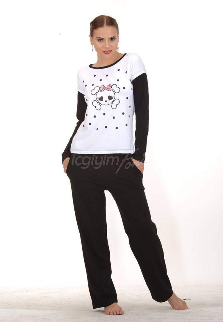 Yakıcı Kurukafa Baskılı Pijama 6040