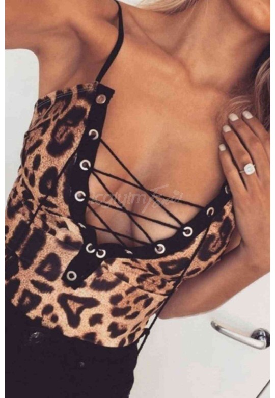 Merry See Leopar Body Gecelik iç giyim Çok Renkli MS3239-Çok Renkli