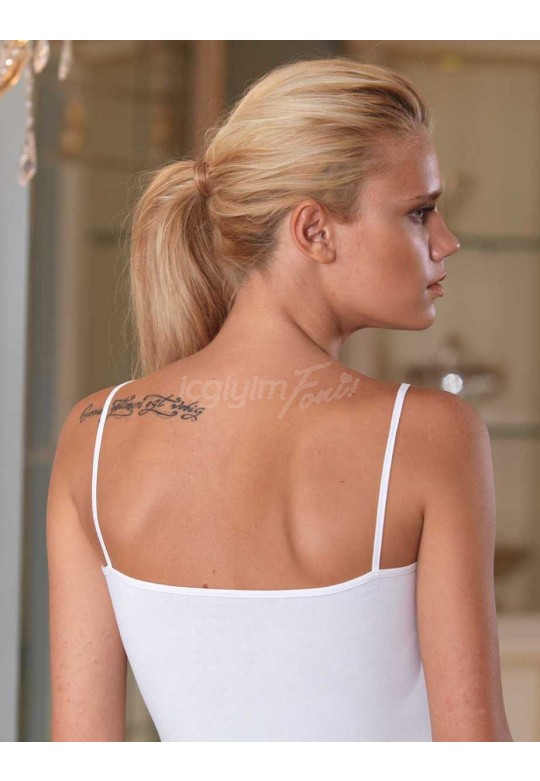 Şahinler Likralı Dantelli İp Askılı Atlet Beyaz MB1014-BY