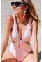 Angelsin Özel Kumaş Şık Mayo Pembe MS4296-Pembe