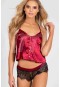 Merry See Dantelli Saten Pijama Üst Kırmızı MS23118-Kırmızı
