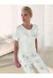 Artış Üstü Sade Çiçek Desenli Pijama Takım  -1315
