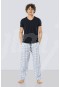 Cacharel Kısa Kollu Poplin Pijama Takım  2184/MAVİ