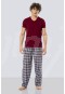 Cacharel Kısa Kollu Poplin Pijama Takım  2186/BORDO