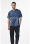 Cacharel İğne Çıkmalı Jakarlı Patlı Kısa Kol Pijama  2103/İNDİGO