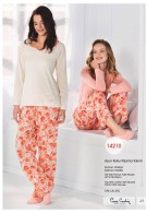 Pierre Cardin Bayan Uzun Kollu Dantel Yaka Pijama Takım 14210