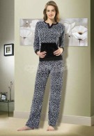 Gümüş Bayan Kadife Pijama Takım 9362